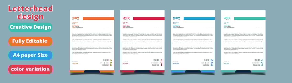 corporate modern letterhead design template with yellow, blue, green and red colors. creative modern letterhead design template for your project. letterhead, letterhead, Business letterhead design. vector