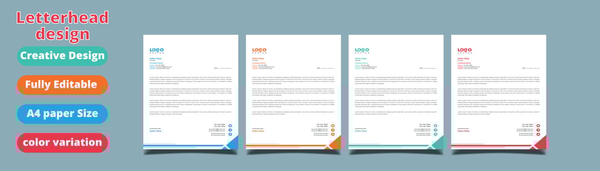 corporate modern letterhead design template with yellow, blue, green and red colors. creative modern letterhead design template for your project. letterhead, letterhead, Business letterhead design. vector