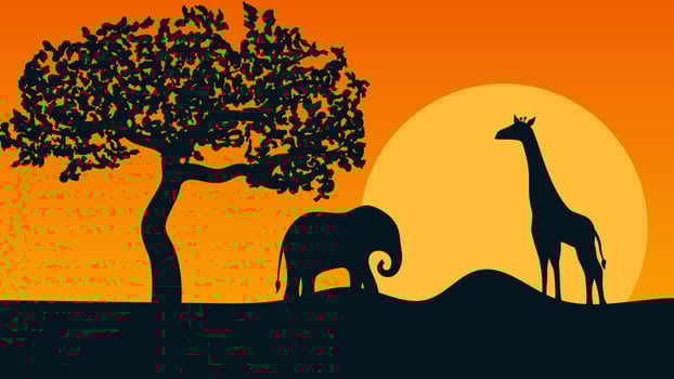 african landscape at sunset vector