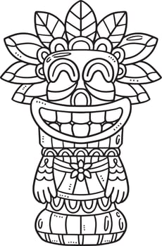 Tiki Totem Pole Isolated Coloring Page for Kids vector