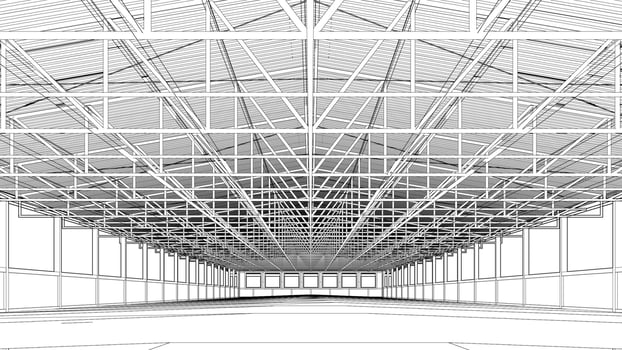 3D illustration of building structure vector