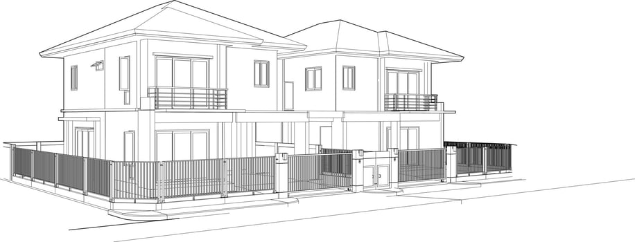 3D illustration of residential project vector