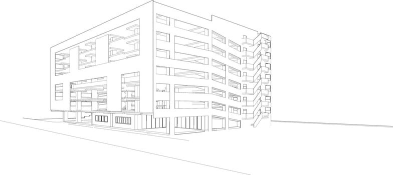 3D illustration of building project vector