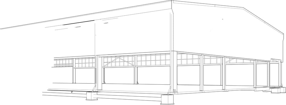 3D illustration of building structure vector