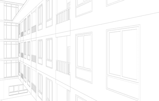 3D illustration of building project vector