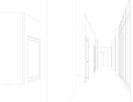 3D illustration of building project vector