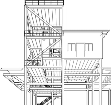 3D illustration of industrial building vector