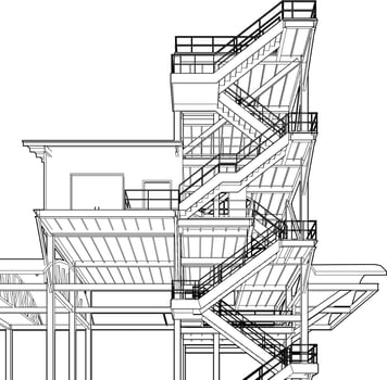 3D illustration of industrial building vector