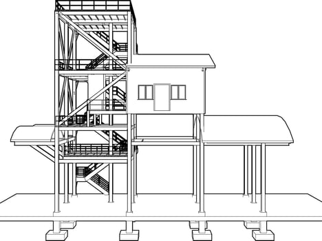 3D illustration of industrial building vector