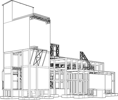 3D illustration of industrial building vector