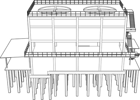 3D illustration of industrial building vector