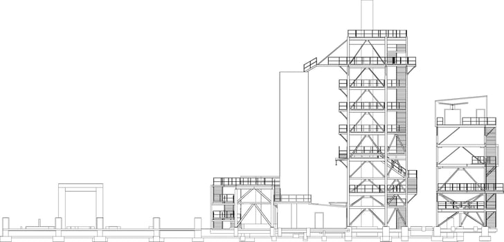 3D illustration of industrial building vector