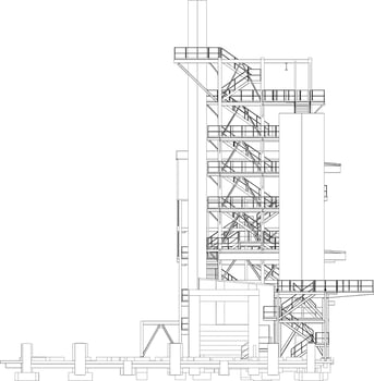 3D illustration of industrial building vector