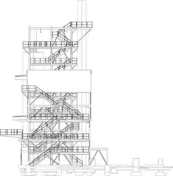 3D illustration of industrial building vector