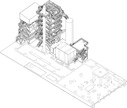 3D illustration of industrial building vector