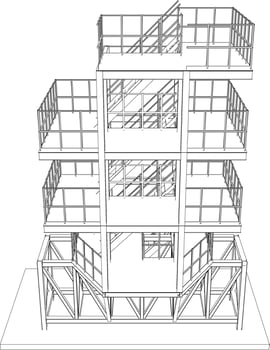3D illustration of industrial building vector