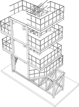 3D illustration of industrial building vector