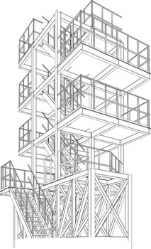 3D illustration of industrial building vector