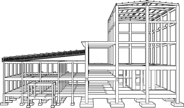 3D illustration of industrial building vector