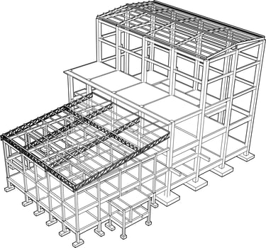 3D illustration of industrial building vector