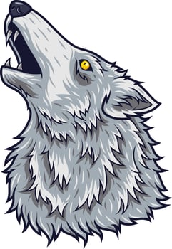 Cartoon angry wolf head mascot vector