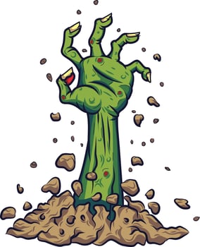 Cartoon zombie hand out of the ground vector