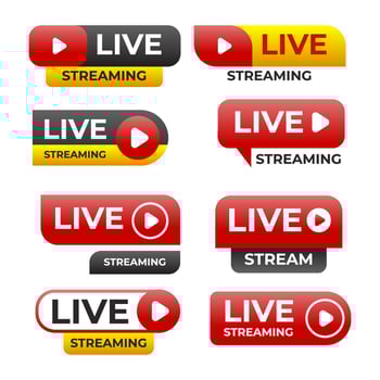 Youtube Live Streaming Label or Badge Collection vector