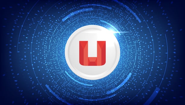 Uquid Coin UQC cryptocurrency concept banner background. vector