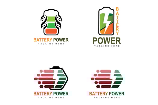 Battery Logo Design, Technology Charging Illustration, Company Brand Vector