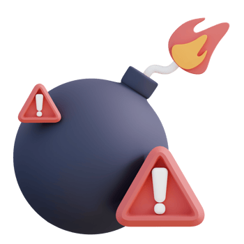 3d illustration of boom warning png