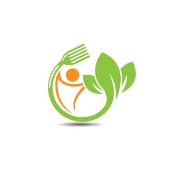 Organic logo. Leafs in hand logo. Natural products logo. Cosmetics icon. fork logo vector