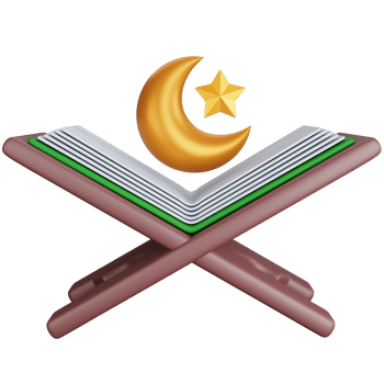 3D Rendering Islamic book with crescent moon symbol isolated png