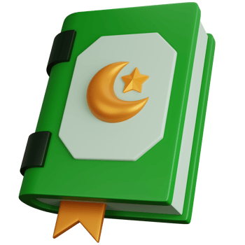 3D Rendering Islamic holy book with moon and star symbols isolated png