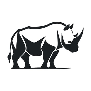 Black and white simple logo with attractive rhinoceros vector