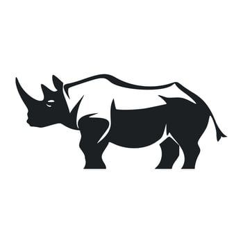 Black and white simple logo with sweet rhinoceros vector