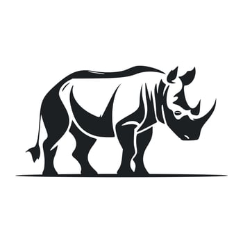 Black and white simple logo with nice rhinoceros vector