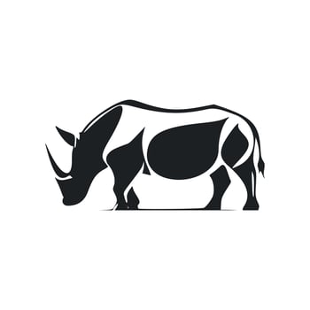Black and white basic logo with nice rhinoceros vector