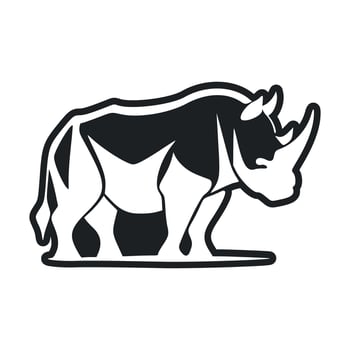 Black and white light logo with an attractive rhinoceros vector