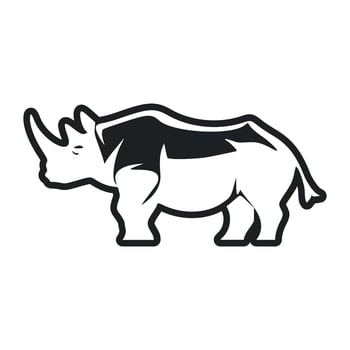 Black and white light logo with lovely rhinoceros vector