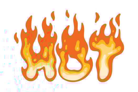 Hot fire text cartoon illustration vector