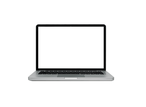 Laptop with blank screen isolate on png or transparent background for new produc