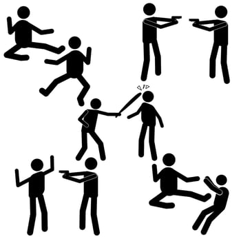 icon people are fighting. robbery. beating. brawl. vector