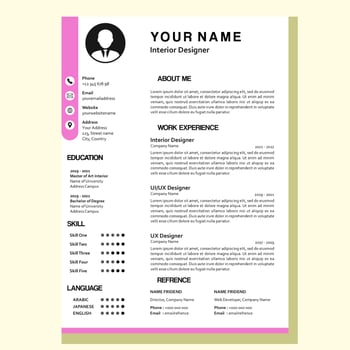 modern curriculum vitae template in vector with purple color