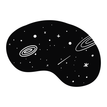 brain shape with stars and planet png