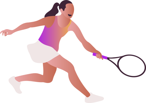 Colorful sportswoman big tennis player png