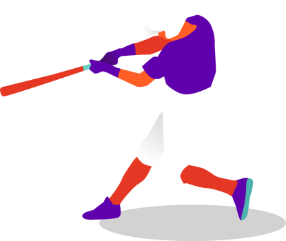 Baseball player hitting the ball png