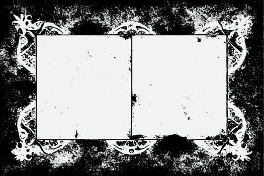 square frame with Grunge black ink ornament around the edges, white background in vector EPS format B