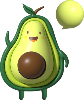 Avocado 3D Cartoon Character png