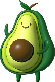 Avocado 3D Cartoon Character png
