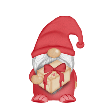 Gnome with gift box Watercolor Valentine's Clipart png